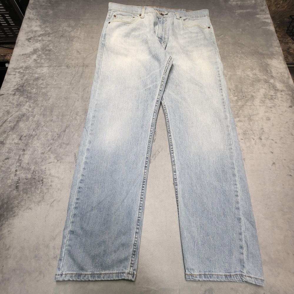 Levi's 505 Jeans Mens 40x32 Blue Straight Regular Light Wash Denim Pockets